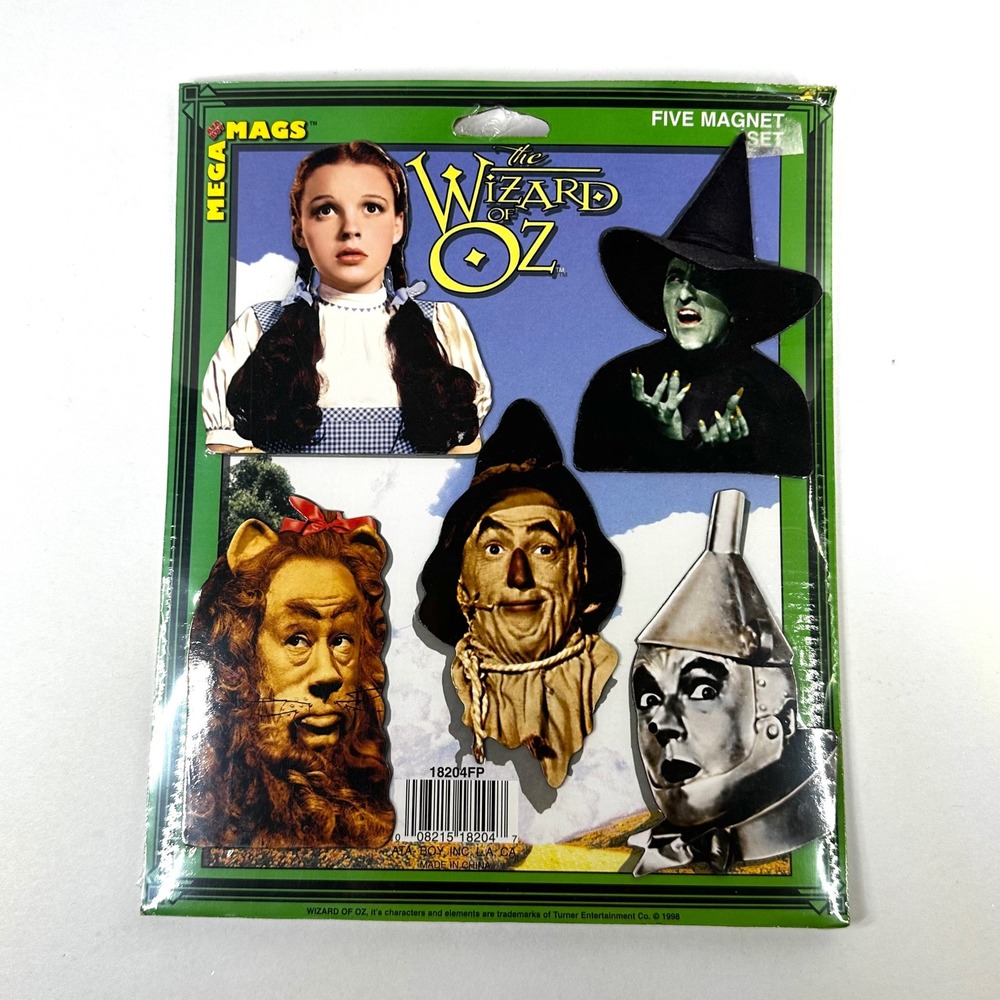 Vintage 1998 Wizard of Oz Mega Mags 5 Magnet Set Dorothy Wicked Witch 18204FP